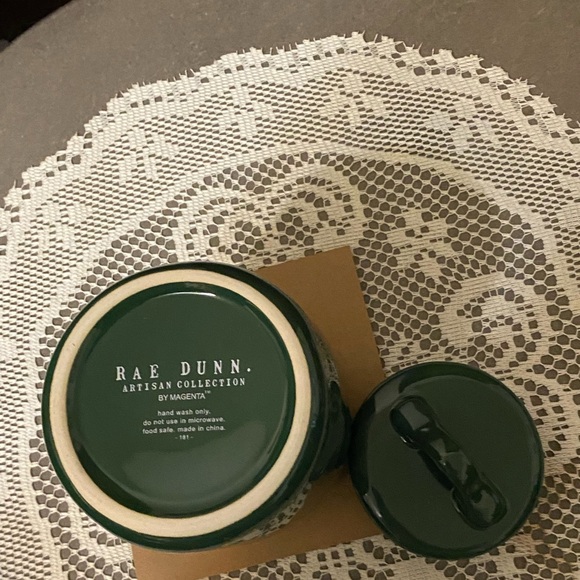 New Rae Dunn Lucky Dog Canister with Lid Color is Green with Gold writing. - Picture 8 of 8